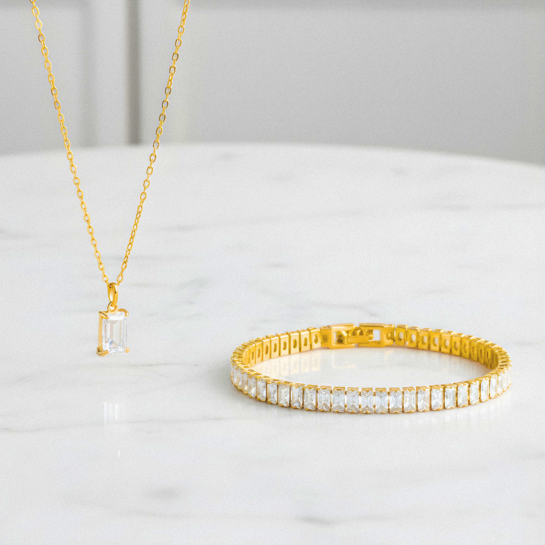 Златист комплект бижута Aurelis от неръждаема стомана - Lesso бижута България