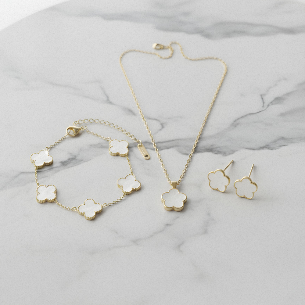 Златист комплект бижута Floria от неръждаема стомана - Lesso бижута България