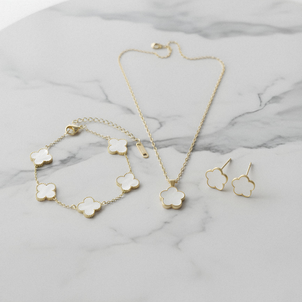 Златист комплект бижута Floria от неръждаема стомана - Lesso бижута България