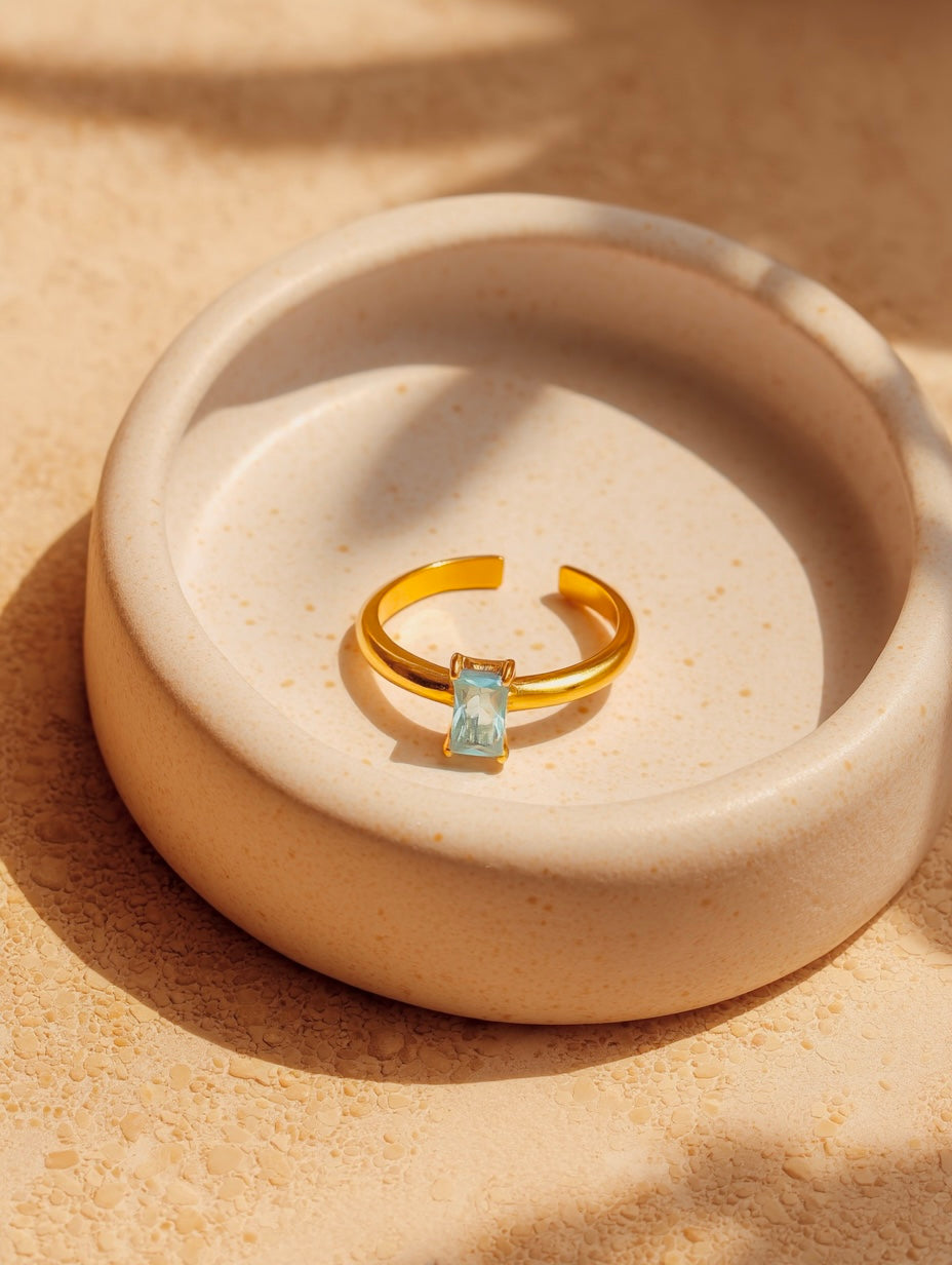 Златист пръстен Skylisse с 18K покритие от неръждаема стомана - Lesso бижута България