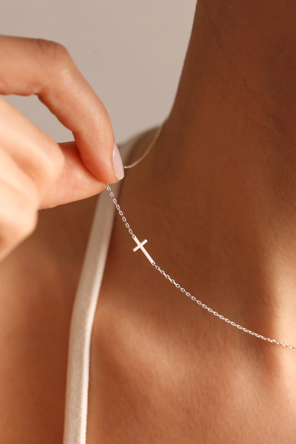 Сребристо Колие "Cross" Женско Бижу